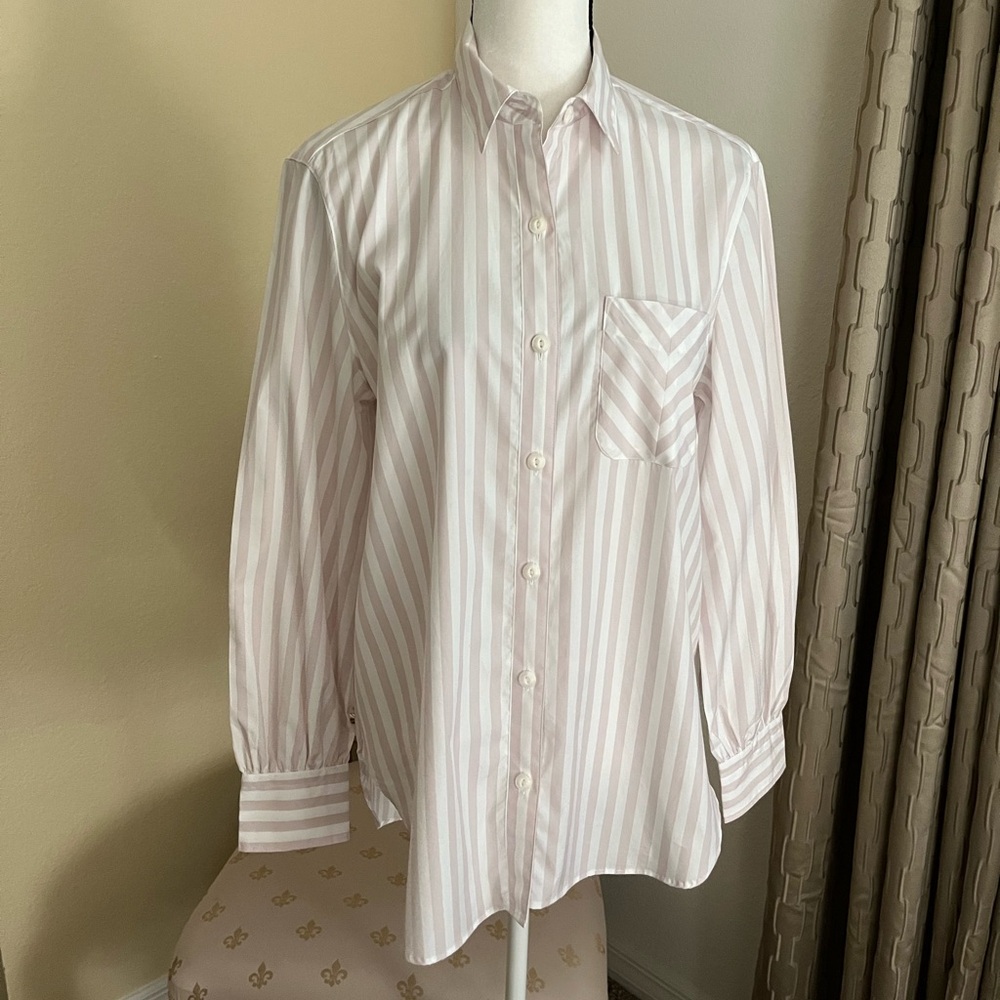rag & bone Maxine 100% Cotton Long Sleeve Button Down Soft Coral Stripe Shirt. S
